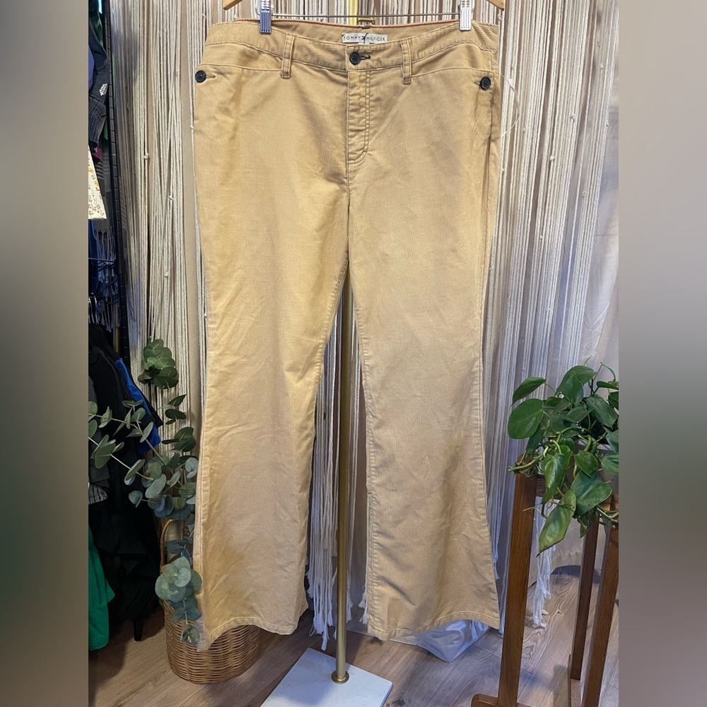 NWT Tommy Hilfiger corduroy pants High Rise wide leg Tan Khaki size 16 - Picture 7 of 12